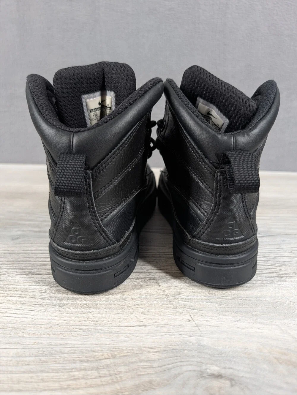 Nike ACG Kids 12C Black Woodside II Hiking Winter Boots Waterproof Leather Youth
